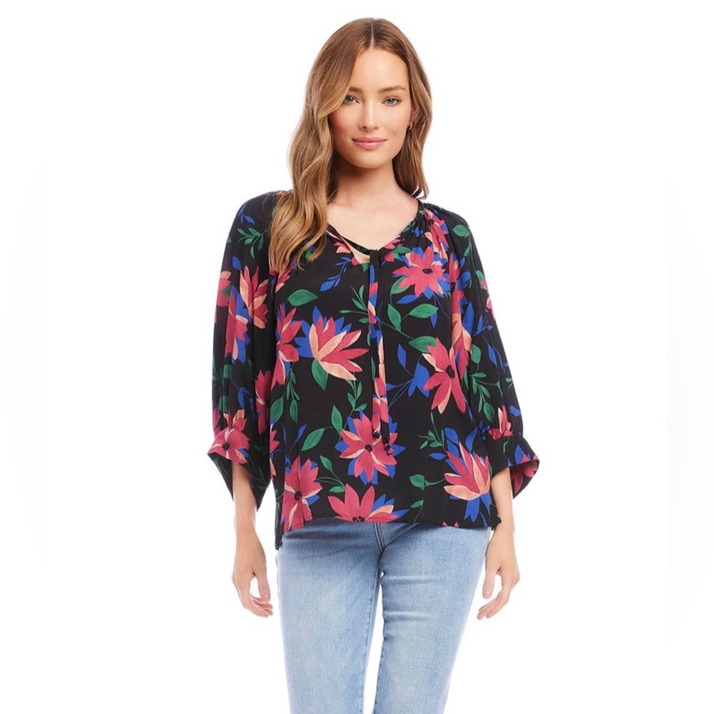 NWT Karen Kane In Full Bloom Floral Blouse